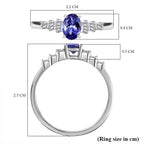 Premium Tanzanite & White Diamond Solitaire Ring in Rhodium Overlay Sterling Silver