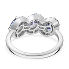Premium Tanzanite & White Zircon Solitaire Ring in Rhodium Overlay Sterling Silver 2.00 Ct.