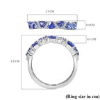 Tanzanite & White Zircon Band Ring in Rhodium Overlay Sterling Silver 1.07 Ct.