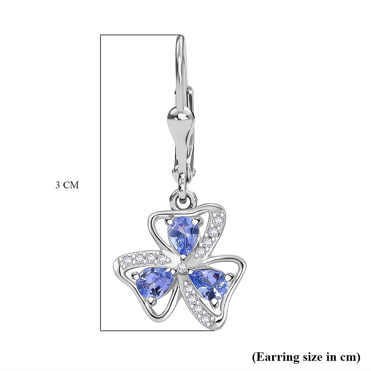 Tanzanite , White Zircon Floral Earrings in Rhodium Overlay Sterling Silver 7938695 4