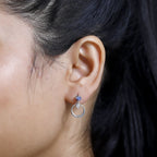 Premium Tanzanite & Zircon Dangle Earrings in Platinum Overlay Sterling Silver