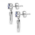 Premium Tanzanite & Zircon Dangle Earrings in Platinum Overlay Sterling Silver