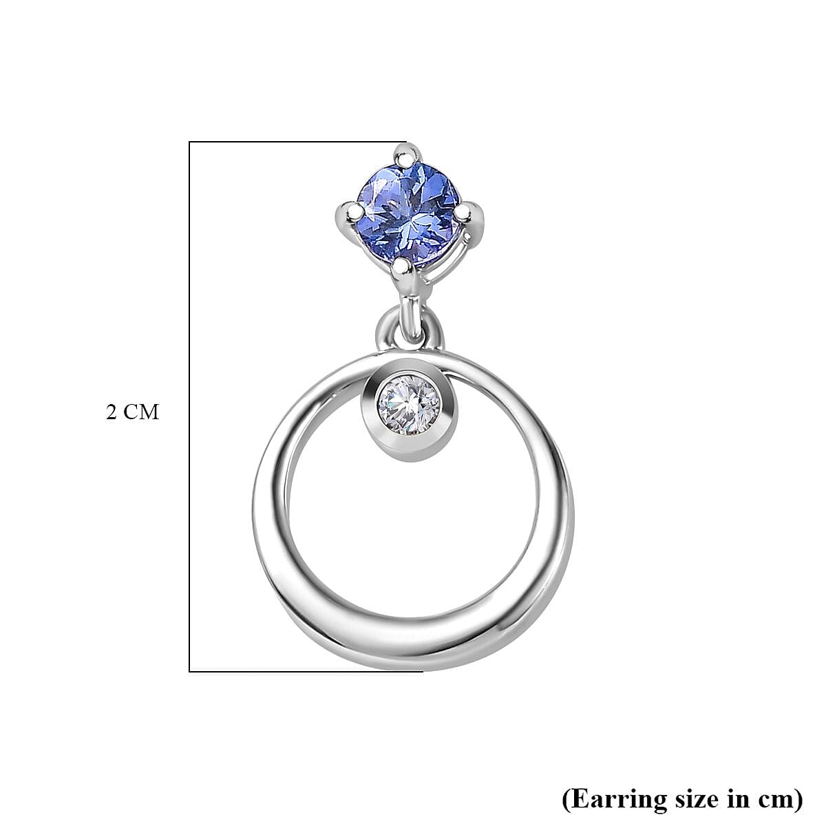 Premium Tanzanite &amp; Zircon Dangle Earrings in Platinum Overlay Sterling Silver 7767198 5