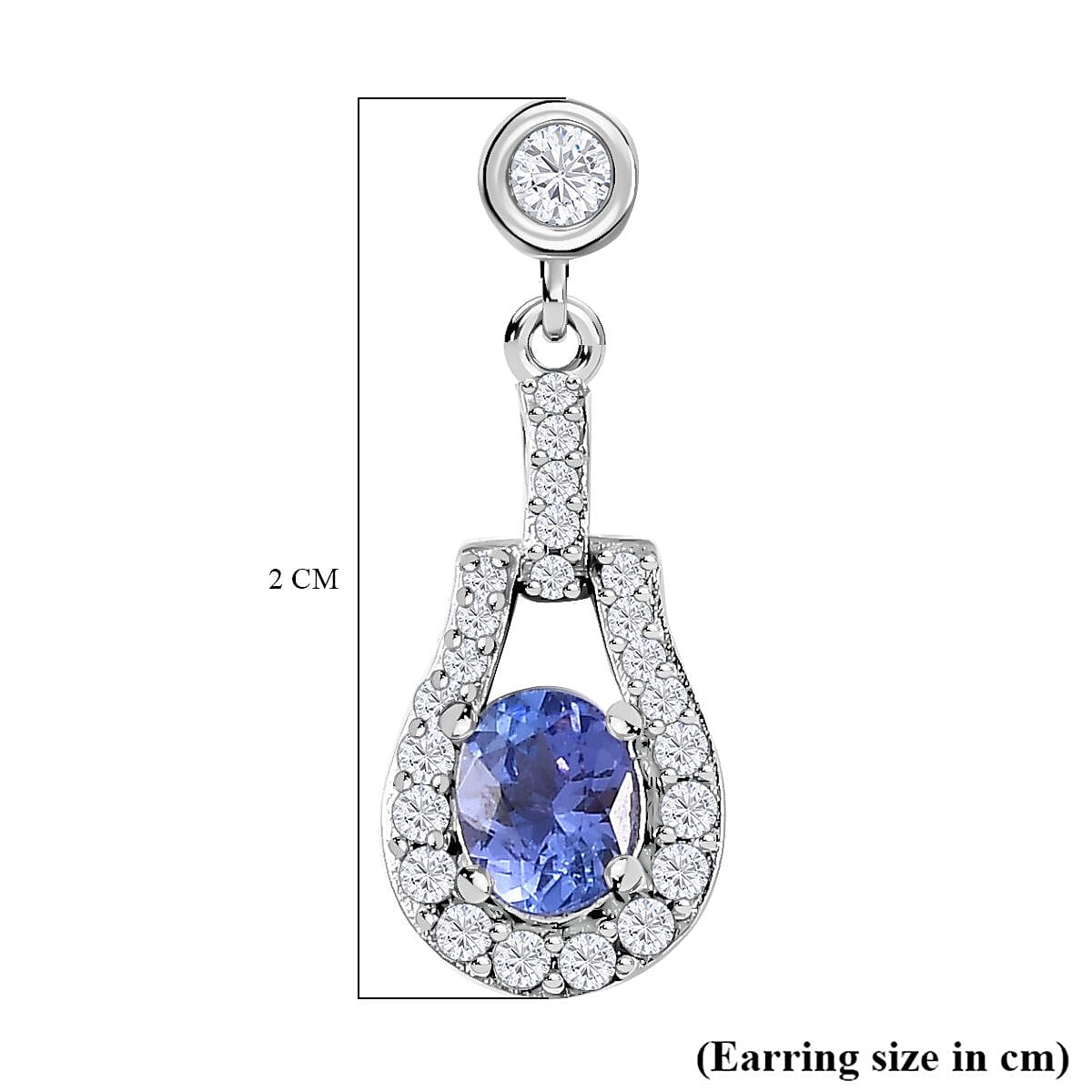AAA Tanzanite &amp; Natural Zircon Dangle Earrings in Platinum Overlay Sterling Silver 1.25 Ct 7768644 5