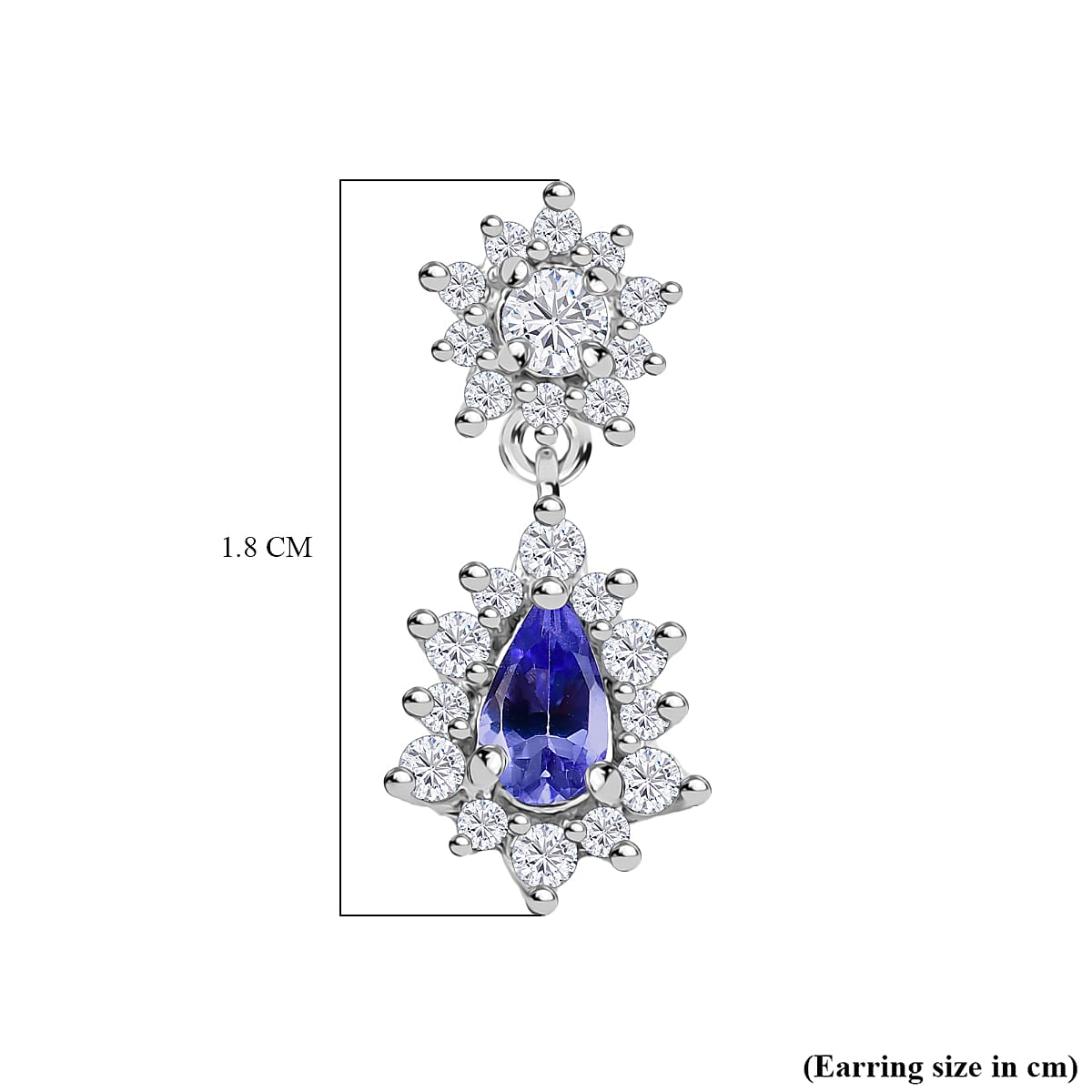 Tanzanite &amp; White Zircon Dangling Earring with Push Back in Rhodium Overlay Sterling Silver 1.03 Ct. 8061815 6