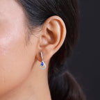 Tanzanite & White Zircon Dangling Earring in Rhodium Overlay Sterling Silver 1.006 ct