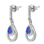 Tanzanite & White Zircon Dangling Earring in Rhodium Overlay Sterling Silver 1.006 ct