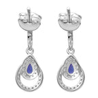 Tanzanite & White Zircon Dangling Earring in Rhodium Overlay Sterling Silver 1.006 ct