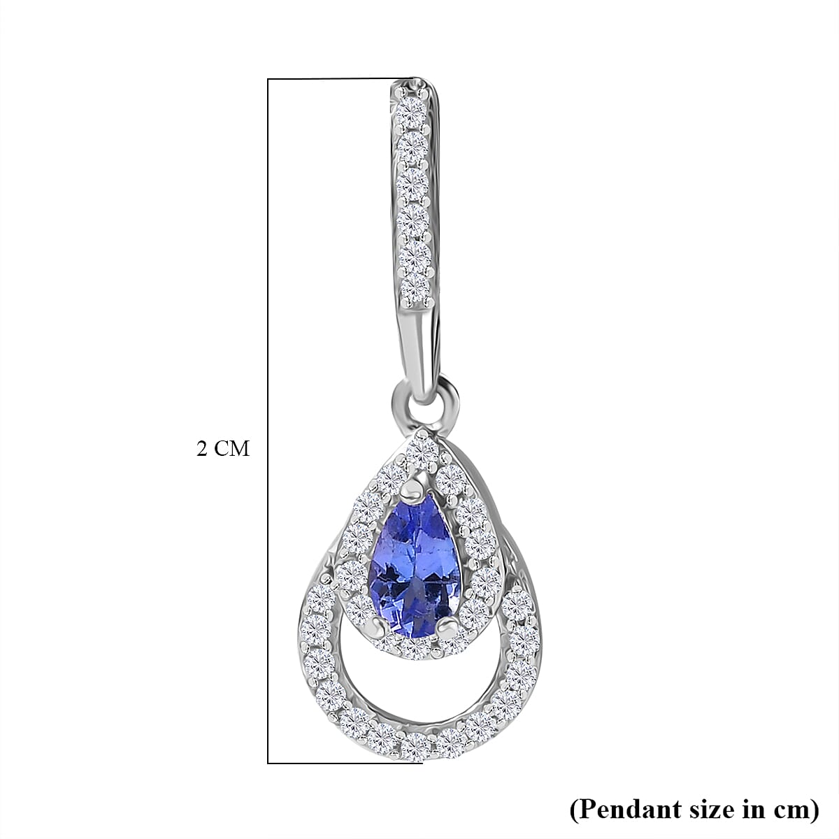 Tanzanite, White Zircon Dangling Earrings in Rhodium Overlay Sterling Silver 7948776 6