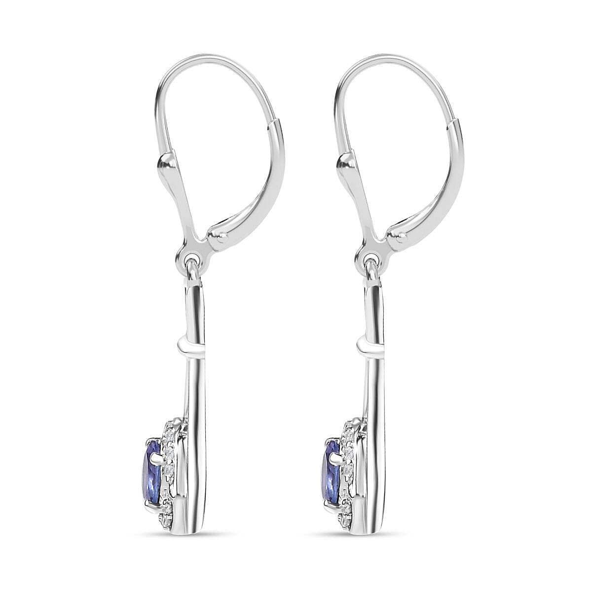 Premium Tanzanite and Natural Zircon Dangle Earrings in Platinum Overlay Sterling Silver 7767417 4