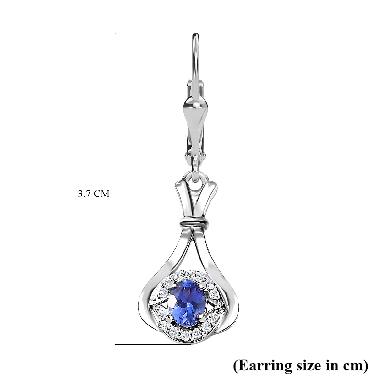 Premium Tanzanite and Natural Zircon Dangle Earrings in Platinum Overlay Sterling Silver 7767417 5