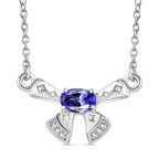 AAA Tanzanite & Zircon Necklace (Size - 20) in Platinum Overlay Sterling Silver