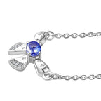 AAA Tanzanite & Zircon Necklace (Size - 20) in Platinum Overlay Sterling Silver
