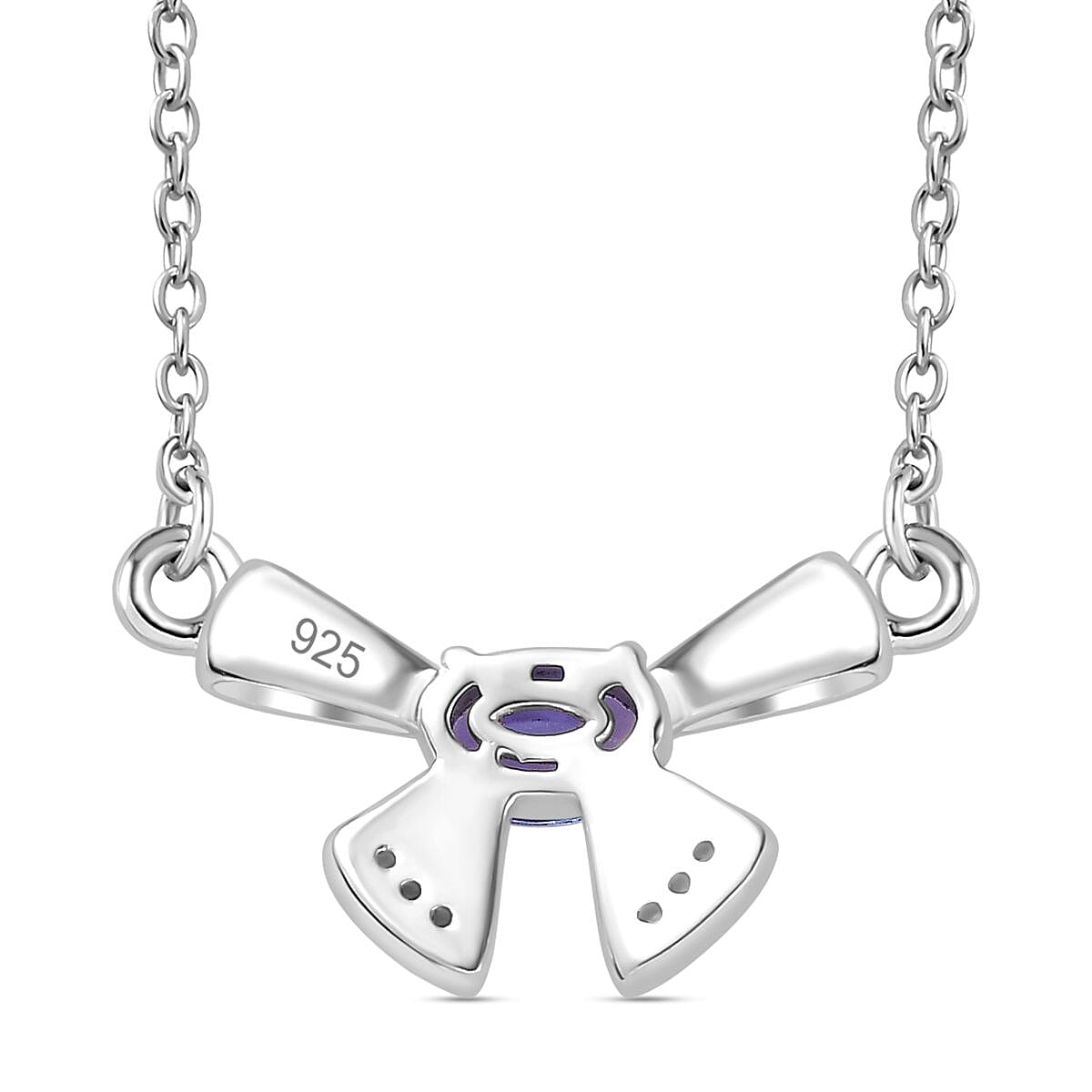 AAA Tanzanite &amp; Zircon Necklace (Size - 20) in Platinum Overlay Sterling Silver 7767086 4
