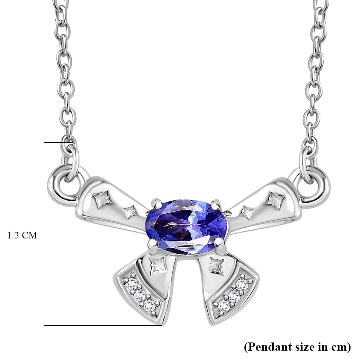 AAA Tanzanite &amp; Zircon Necklace (Size - 20) in Platinum Overlay Sterling Silver 7767086 6