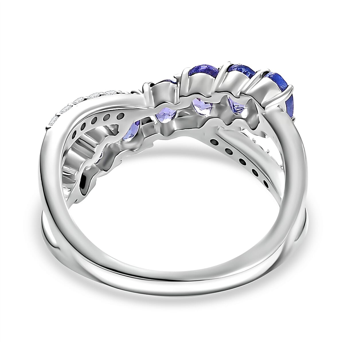 Tanzanite and White Zircon 7-Stone Ring in Rhodium Overlay Sterling Silver 1.83 Cts. 7994098 5