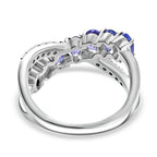 Tanzanite & White Zircon Ring in Rhodium Overlay Sterling Silver  1.83 Ct.