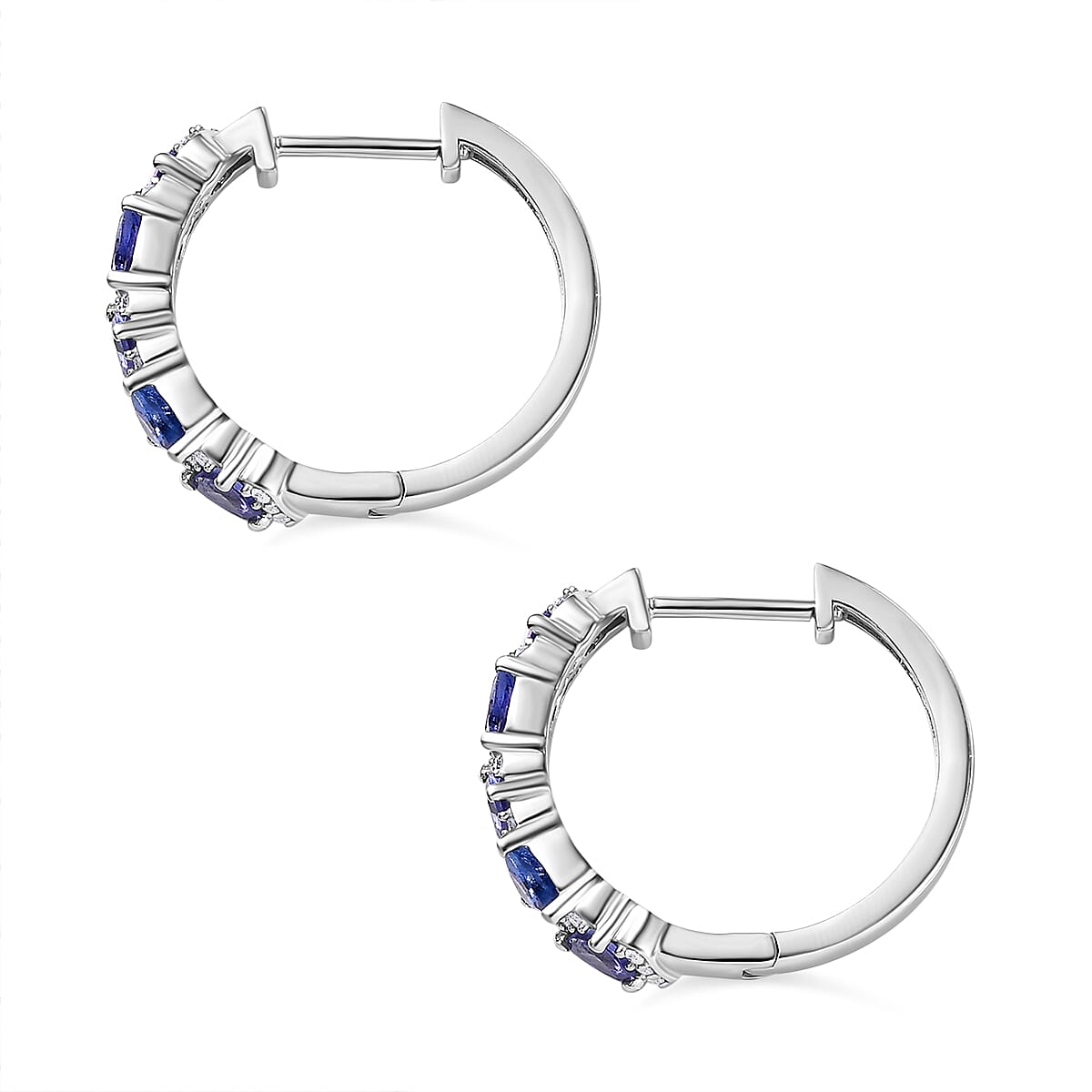 Tanzanite &amp; White Zircon Full Hoop Earring in Rhodium Overlay Sterling Silver 1.59 Ct. 8065445 4