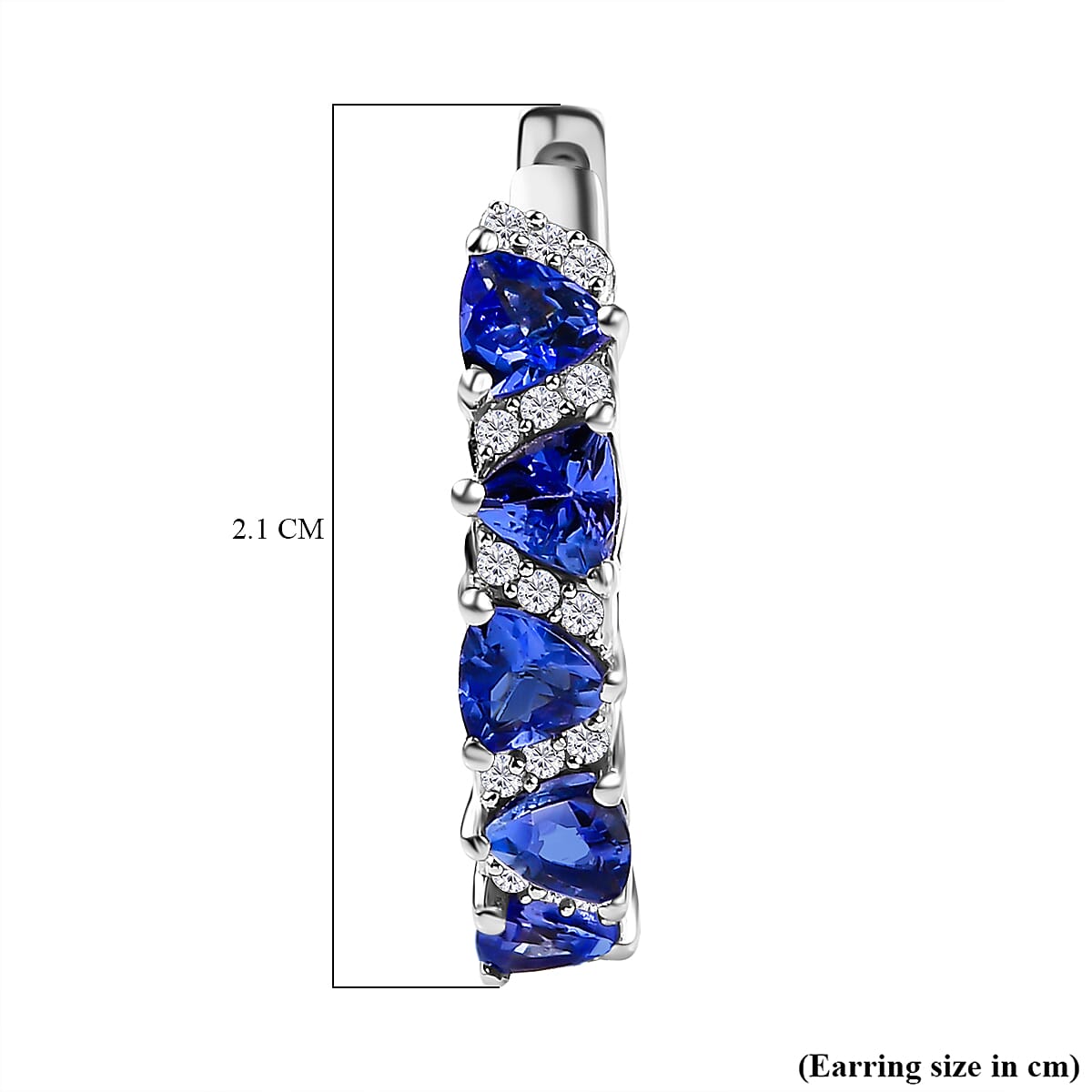 Tanzanite &amp; White Zircon Full Hoop Earring in Rhodium Overlay Sterling Silver 1.59 Ct. 8065445 5