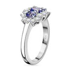 AAA Tanzanite and Natural Zircon Ring in Platinum Overlay Sterling Silver 1.31 Ct