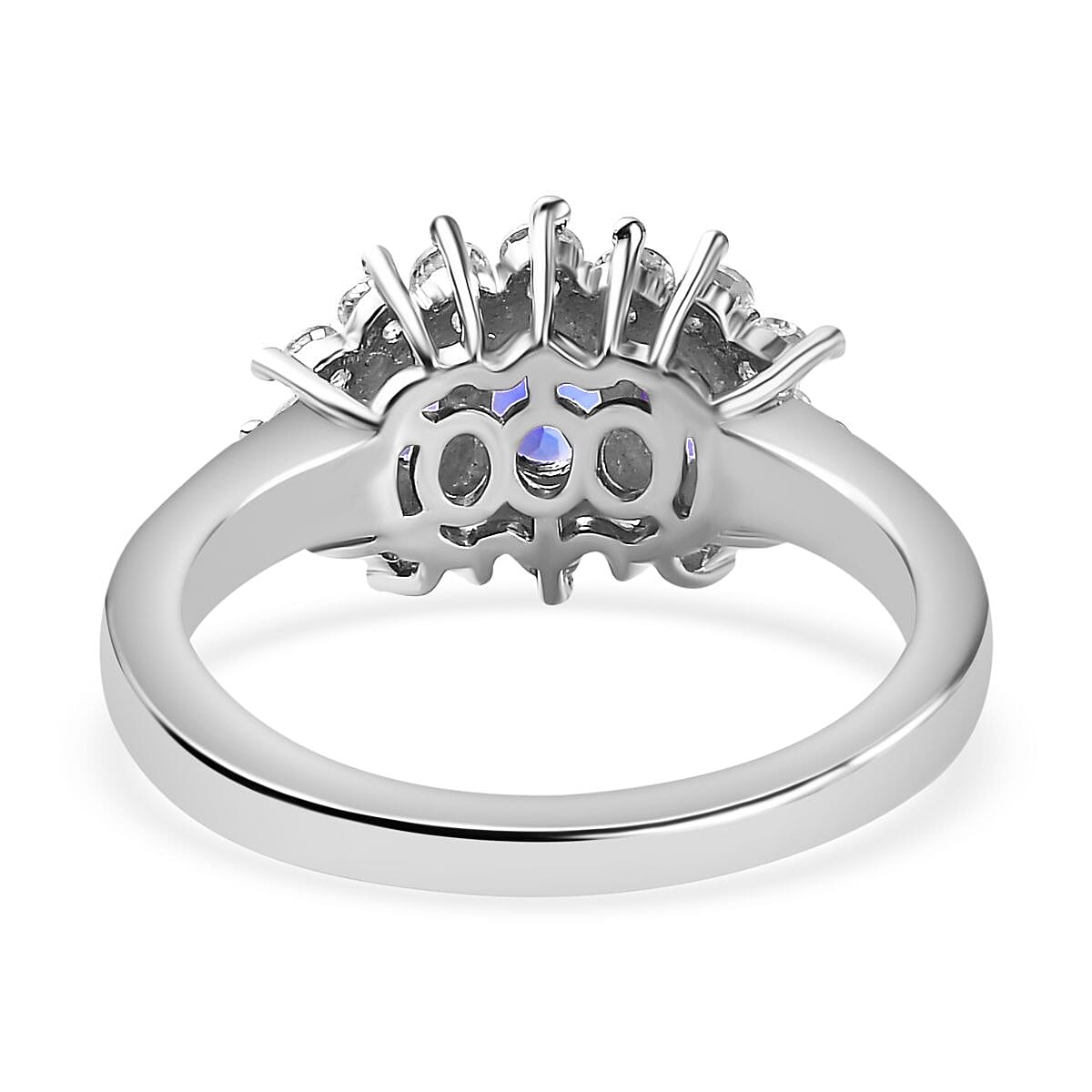 AAA Tanzanite and Natural Zircon Ring in Platinum Overlay Sterling Silver 1.31 Ct 7767024 4