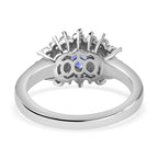AAA Tanzanite and Natural Zircon Ring in Platinum Overlay Sterling Silver 1.31 Ct