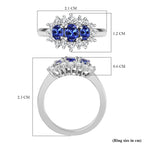 AAA Tanzanite and Natural Zircon Ring in Platinum Overlay Sterling Silver 1.31 Ct