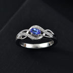 Royal Bali Collection - D'Joy AAA Tanzanite & White Zircon Solitaire Ring in Rhodium Overlay Sterling Silver