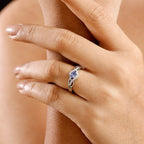Royal Bali Collection - D'Joy AAA Tanzanite & White Zircon Solitaire Ring in Rhodium Overlay Sterling Silver