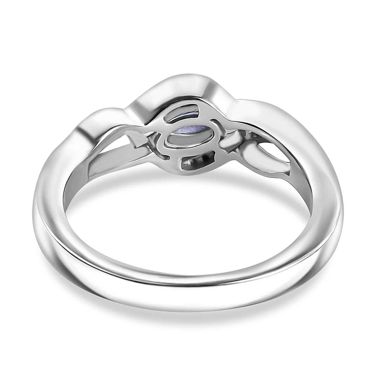 Tanzanite, White Zircon Swirl Ring in Rhodium Overlay Sterling Silver 0.39 Cts. 7993087 5