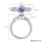 Royal Bali Collection - D'Joy AAA Tanzanite & White Zircon Solitaire Ring in Rhodium Overlay Sterling Silver