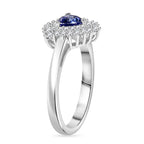 Tanzanite & White Zircon Ring in Rhodium Overlay Sterling Silver