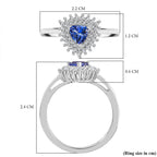 Tanzanite & White Zircon Ring in Rhodium Overlay Sterling Silver