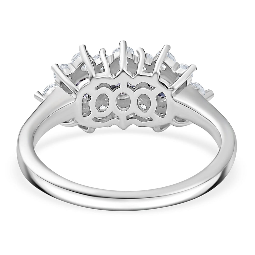 Tanzanite & White Zircon Ring in Rhodium OverlaySterling Silver 0.84 Ct.
