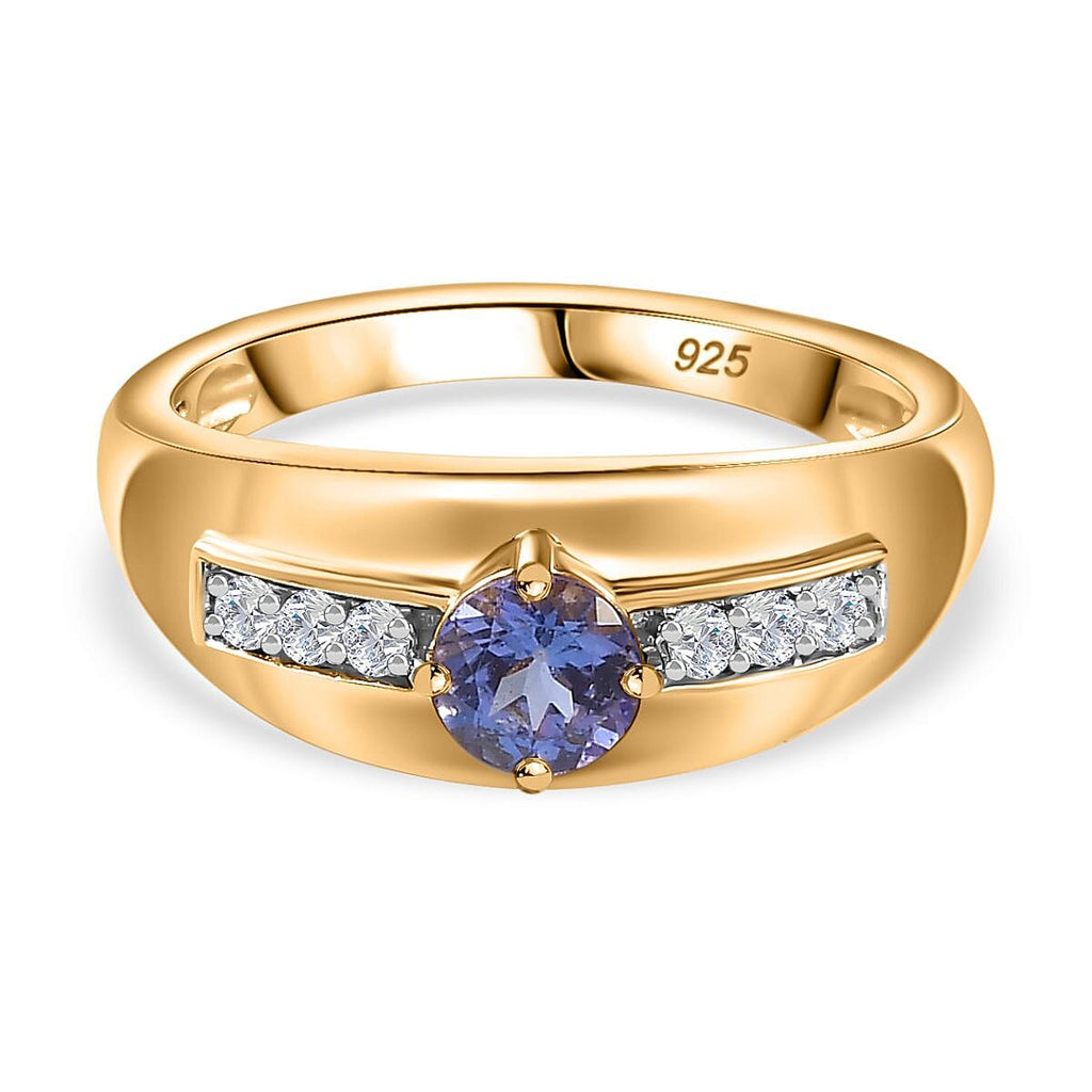 Premium Tanzanite & Natural Zircon Ring in 18K Vermeil YG Plated Sterling Silver