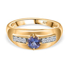 Premium Tanzanite & Natural Zircon Ring in 18K Vermeil YG Plated Sterling Silver