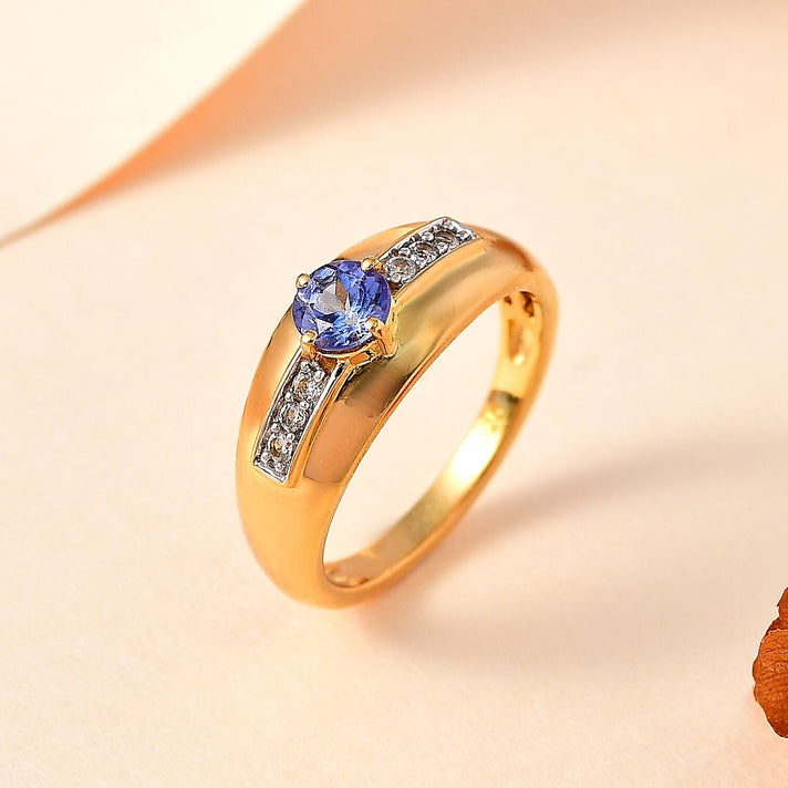 Premium Tanzanite and Natural Zircon Ring in 18K Vermeil Yellow Gold Plated Sterling Silver 7767012 2