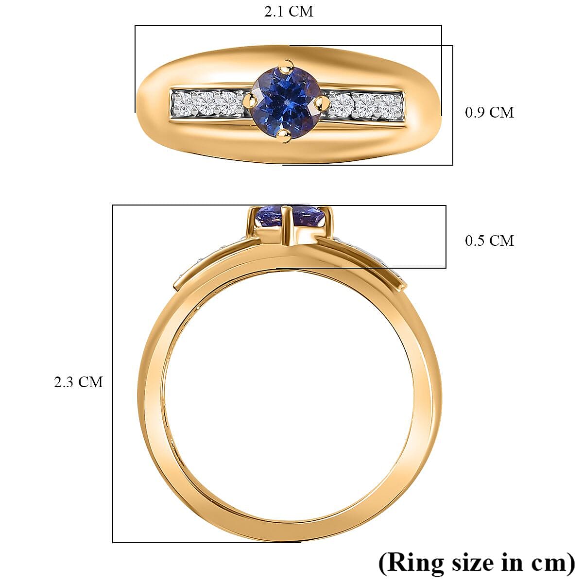 Premium Tanzanite and Natural Zircon Ring in 18K Vermeil Yellow Gold Plated Sterling Silver 7767012 5