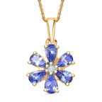 D'Joy Tanzanite & White Zircon Pendant with Chain (Size 20) in 18K Yellow Gold Plated Sterling 1.20 Ct.