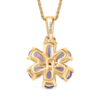 D'Joy Tanzanite & White Zircon Pendant with Chain (Size 20) in 18K Yellow Gold Plated Sterling 1.20 Ct.