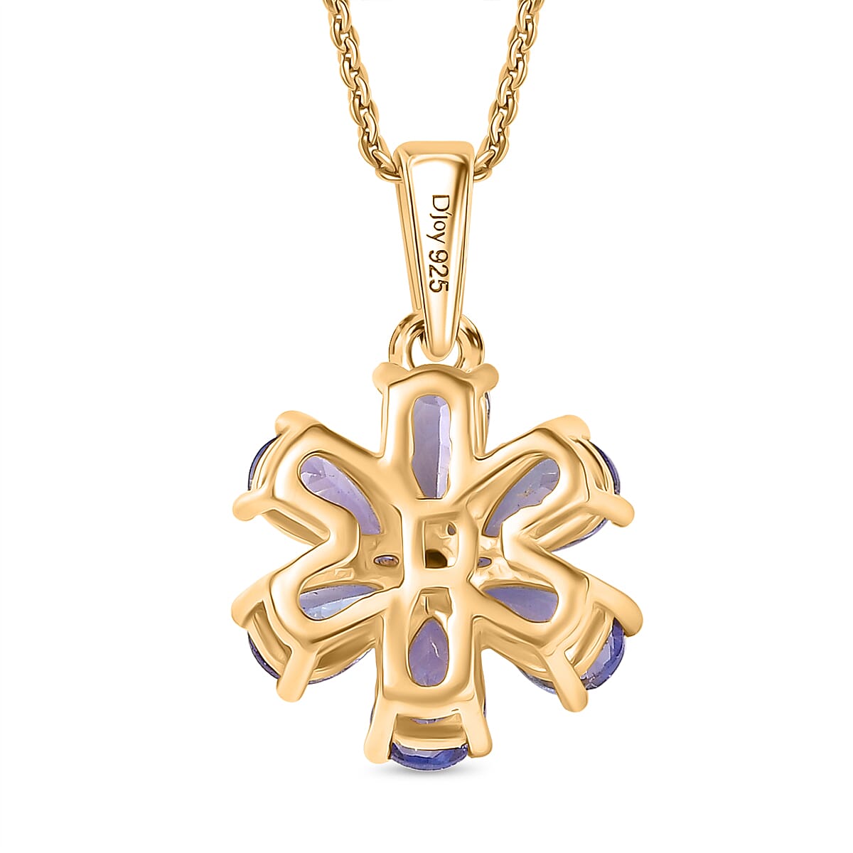 D'Joy Tanzanite &amp; White Zircon Pendant with Chain (Size 20) in 18K Yellow Gold Plated Sterling 1.20 Ct. 4430346 5
