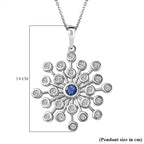 Tanzanite & Natural Zircon Snowflake Pendant with Chain (Size 20) in Platinum Overlay Sterling Silver 1.55 Ct, Silver Wt. 7.20 Gms