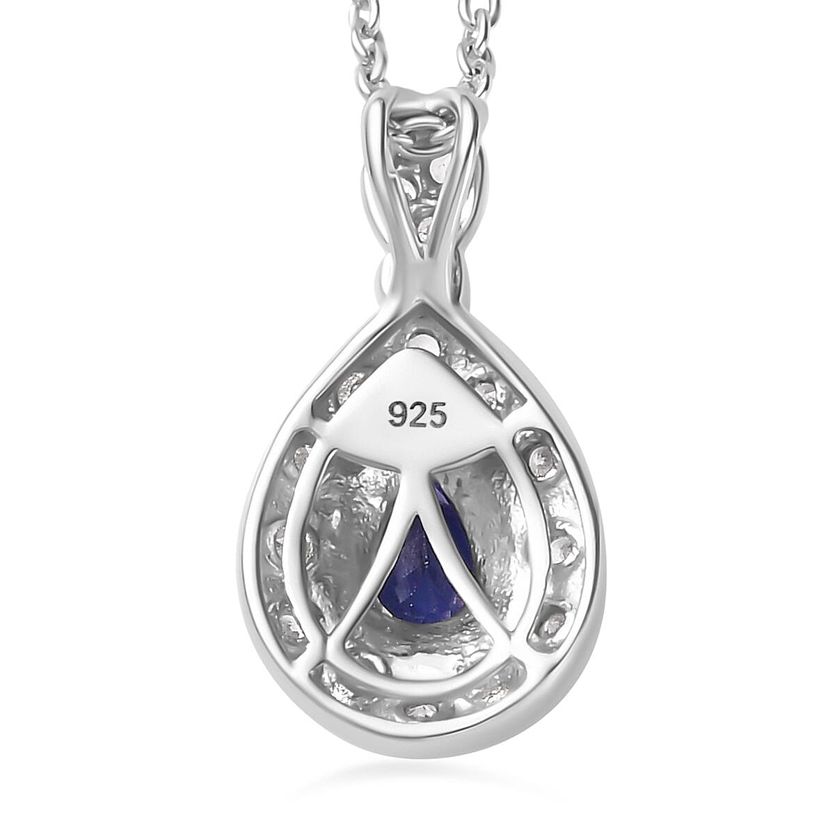 AAA Tanzanite &amp; Natural Zircon Flush Pendant with Chain (Size 20) in Platinum Overlay Sterling Silver 4267651 4