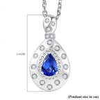 AAA Tanzanite & Natural Zircon Flush Pendant with Chain (Size 20) in Platinum Overlay Sterling Silver
