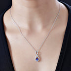 AAA Tanzanite & Natural Zircon Pendant with Chain (Size 20) in Platinum Overlay Sterling Silver