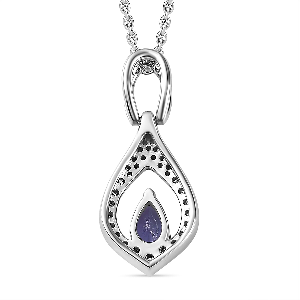 AAA Tanzanite &amp; Natural Zircon Pendant with Chain (Size 20) in Platinum Overlay Sterling Silver 4267679 4