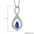 AAA Tanzanite & Natural Zircon Pendant with Chain (Size 20) in Platinum Overlay Sterling Silver