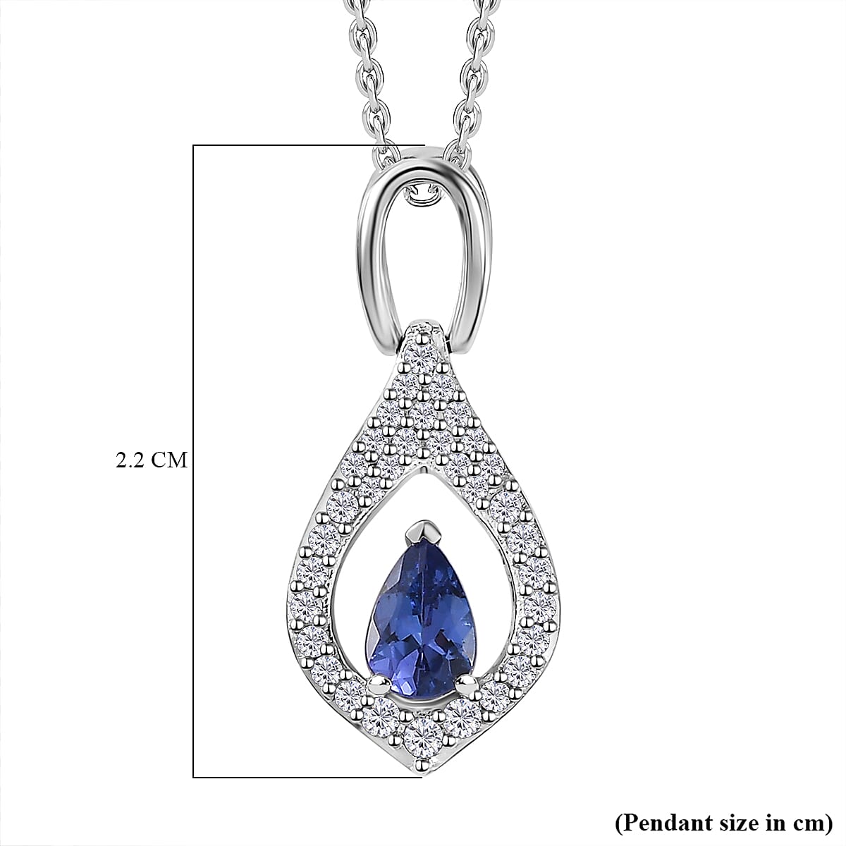 AAA Tanzanite &amp; Natural Zircon Pendant with Chain (Size 20) in Platinum Overlay Sterling Silver 4267679 5