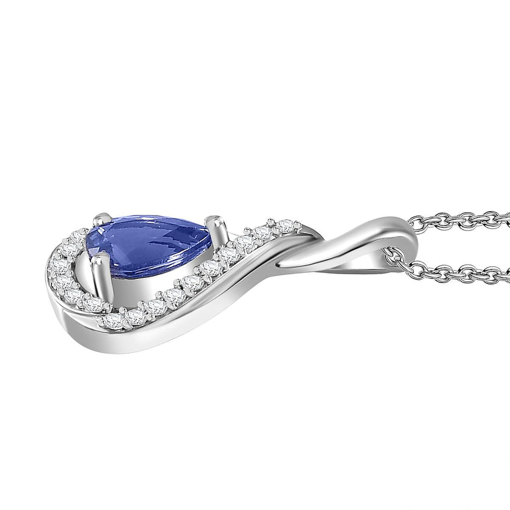 AAA Tanzanite & Natural Zircon Infinity Pendant with Chain (Size 20) in Platinum Overlay Sterling Silver