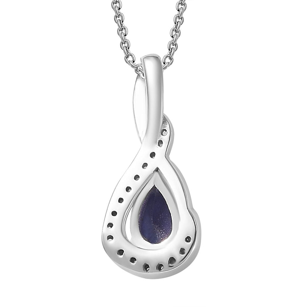 AAA Tanzanite & Natural Zircon Infinity Pendant with Chain (Size 20) in Platinum Overlay Sterling Silver